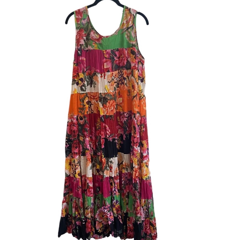 Vintage 90s Sandy Starkman Floral Dress and Matching Scarf Size Large